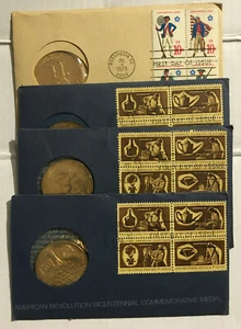 1972 & 1975 Bicentennial First Day Cover Commemorative Medals 4 Coin lot - Picture 1 of 11