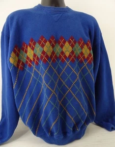 Vintage Tommy Hilfiger Pullover Herren XL Blau Argyle Crew 90er - Bild 1 von 9