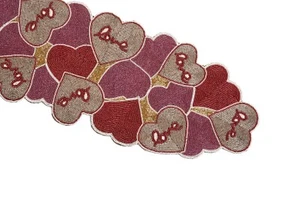 Runner da Tavolo San Valentino Perline Cuore Design Runner da Tavolo Matrimonio Stoviglie 13X36In - Foto 1 di 12