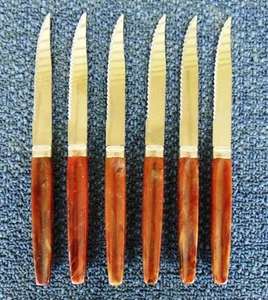 Set di 6 coltelli bistecca manico in bachelite di 6 acciaio inox - Inghilterra - Foto 1 di 5