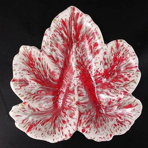 Lava Drip Glaze MCM Ceramic Leaf Ashtray, Bright Orange and White, Selling OBO - Picture 1 of 5