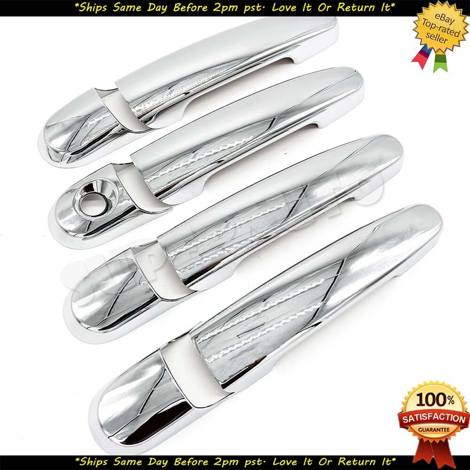 Triple Chrome Door Handle Cover Set Fits Ford Taurus 2010-2019 No Smart Keyholes Foto 1 de 1