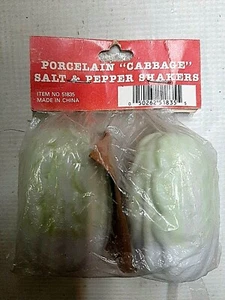 Porcelain Salt & Pepper Shaker Set Vegetable Cabbage Stalks Original Bag & Label - Picture 1 of 7