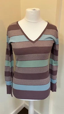 Dorothy Perkins Striped Jumper - Size 12 UK - Blue & Brown -   (TG) - Image 1 of 4