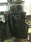 Men's Leather Motorcycle Club Vest No Collar 6674.00 Vest ( Size Small )