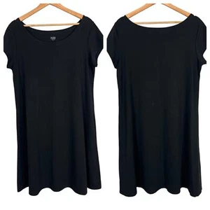EILEEN FISHER Women's L Black Organic Cotton Blend Jersey Knit Minimalist Dress - Picture 1 of 9