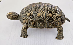 VTG Brass Turtle Trinket Box – Hinged Shell – Made in Italy – Ornate Mid-Century - Picture 1 of 8