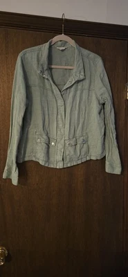 Chaqueta para mujer Christian Siriano ligera mezcla de lino verde estilo vintage XL Foto 1 de 4