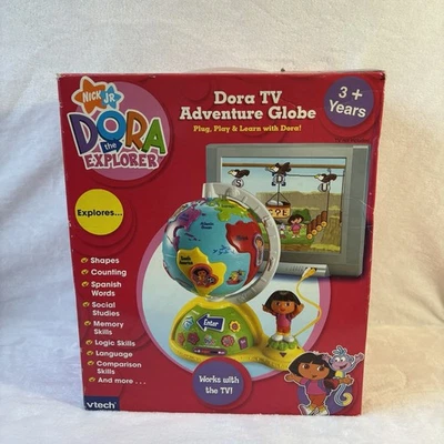 2007 VTech Dora The Explorer TV Adventure Globe Plug N Play Game NEW In Open Box - Image 1 of 4