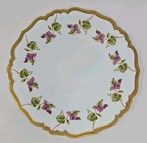 Antique B & H Blakeman & Henderson Limoges 12" Violets Cake Plate C. 1910 - Picture 1 of 11