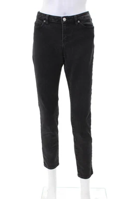 Pantalones de mezclilla Michael Kors para mujer de algodón con cremallera botón pierna ajustada negros talla 4 Foto 1 de 4