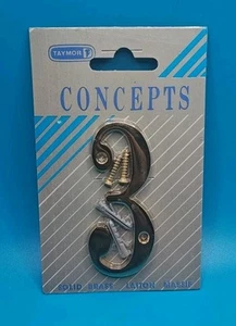 Taymor Concepts Decorative House Number Solid Brass #3 - Picture 1 of 2