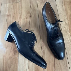 GRAVATI Arthur Beren Größe 10 HANDGEFERTIGTE ITALIENISCHE schwarze Leder-Schnürschuhe Oxford-Schuhe - Bild 1 von 7