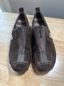 Merrell  Barrado Brown Suede Casual Walking Slip On Flats Zipper Shoes Size 8 - Picture 1 of 8