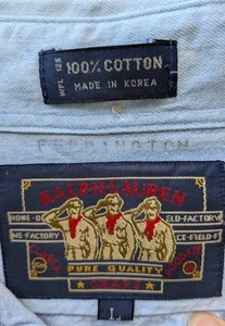 Vintage Ralph Lauren Chaps Denim Mens Shirt Size L Chambray Button 90s Preppy - Picture 1 of 8