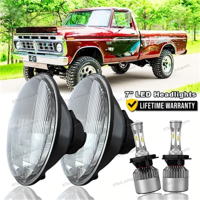 Faro LED redondo alto/bajo para camioneta Ford F-100 F-250 F-350 1953-1977 7" pulgadas Foto 1 de 4