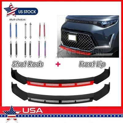 For Kia Soul LX EX GT Front Bumper Lip Splitter Spoiler Body Kit Parts Strut Rod - Image 1 of 4