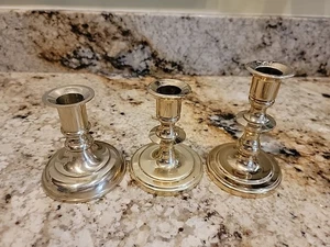 Vtg Brass Candlestick Holder 3 Lot Mixed Styles Taper Candle Holder Baldwin ? - Picture 1 of 11