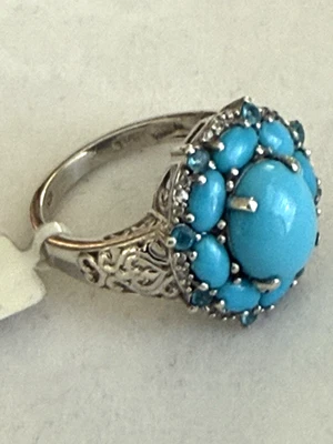STS Bella Durmiente Turquesa Platino + Anillo de Ley + Apatita Talla 9 Clemencia Foto 1 de 4