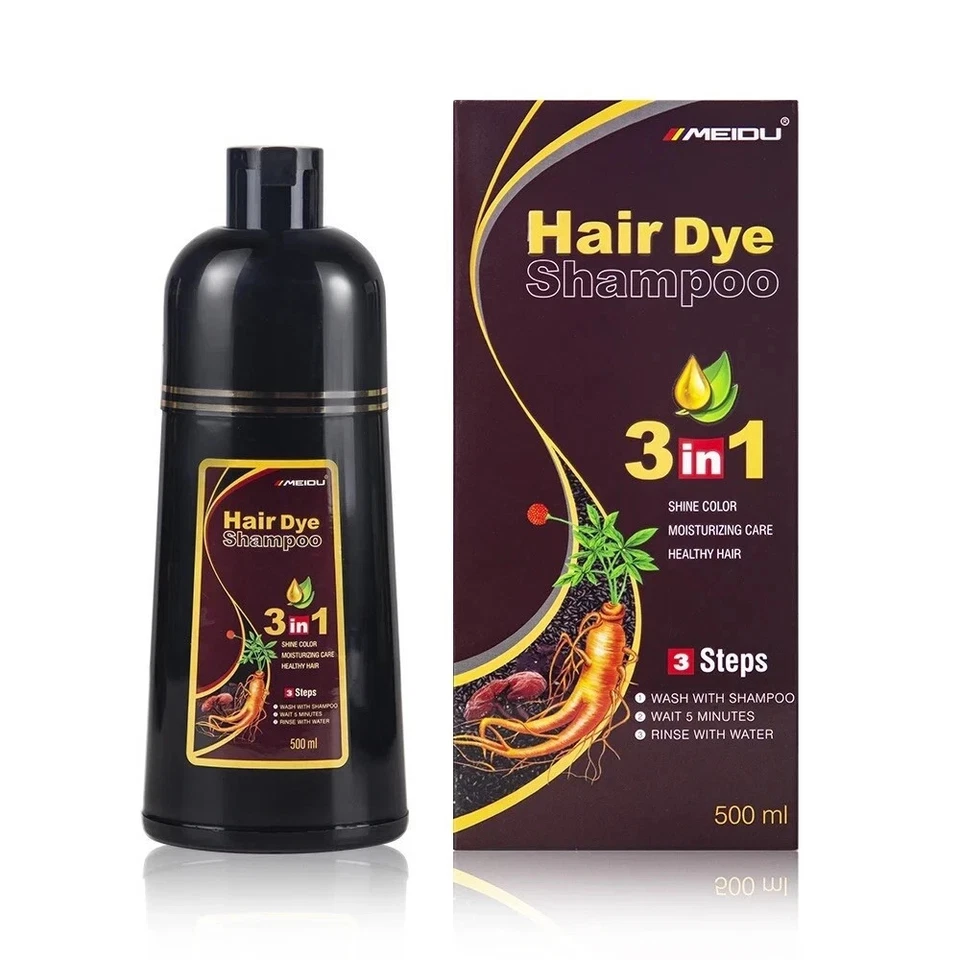 Champú tinte para cabello marrón oscuro 3 en 1 champú para cabello tinte instantáneo a base de hierbas Foto 1 de 4