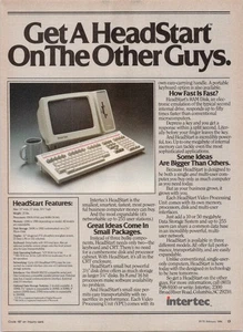 Intertec HeadStart Vintage 1984 Computer Print Ad 12in CRT RAM Disk - Bild 1 von 1