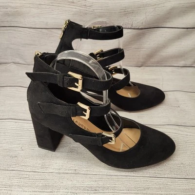 Chinese Laundry Black Suede Three Strap Mary Jane Pumps, 8.5 - Image 1 of 4