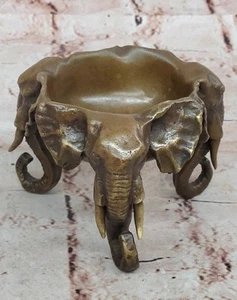 VINTAGE ARMOR BRONZE CIRCUS CARNIVAL ELEPHANT ART STATUE SCULPTURE TRAY ASHTRAY - Picture 1 of 10