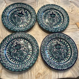 Spanische Fajalauza Keramik Schale J E Arco Spanien blau Granatapfel Set 4 Teller - Bild 1 von 7