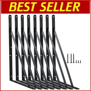 Sturdy 8 Pack Shelf Brackets for Stylish Floating Shelves - Maximum Support - Picture 1 of 10