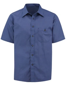 Red Kap Men's Short Sleeve Mini-Plaid Uniform Shirt - Picture 1 of 10