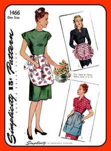 Misses Vintage 40er Jahre Halbschürze Muster Taschen One Size Simplicity 1466 - Bild 1 von 5