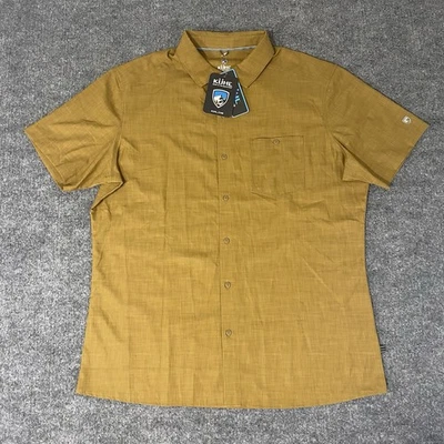 Kuhl Persuadr Inca Gold Mens Large Performance UPF 50 Button Up Shirt New - Image 1 of 4