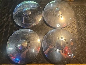 Set 1949-1950 Ford Car Dog Dish Hubcaps OEM Set Of 4 See Pics - Picture 1 of 11