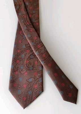  Corbata geométrica marrón retro de seda Lanvin Paris de colección años 70 hecha a mano en Italia  Foto 1 de 4