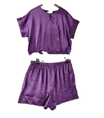 Sexy conjunto de pijama de dos piezas Gilligan & O'Malley de colección para mujer L púrpura satinado ropa de dormir Foto 1 de 4