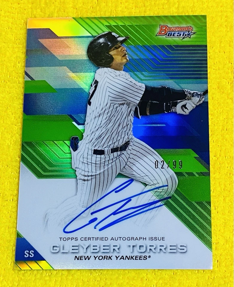 格莱伯·托雷斯签名 2017 年鲍曼最佳亲笔签名绿色折射卡 SP /99 卡 — 第 1/4 张图片