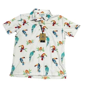 NEW CHUBBIES Men's White The Dude Where's Macaw Friday Polo Shirt Size M - Picture 1 of 6