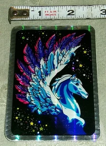 Pegatina unicornio vintage años 80 con prisma holográfica Sue Dawe Pegaso estrellas - Imagen 1 de 1