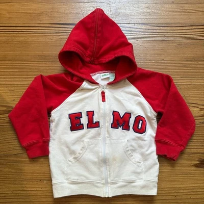 Sesame Street Rojo Blanco Elmo Bordado Cremallera Completa Sudadera con Capucha TALLA 3T Foto 1 de 4