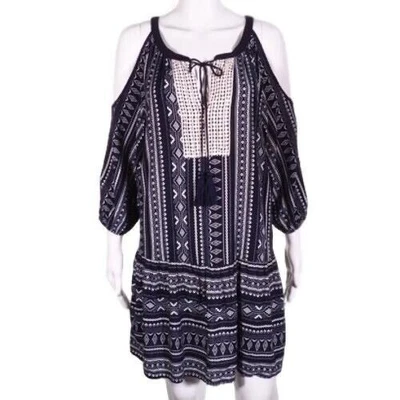 Vestido Ya Los Angeles BoHo Talla M Mujer Hombro Frío Azul Blanco Foto 1 de 4