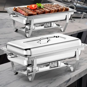 2/4/6/8Pcs Rolled Edge Chafing Dish, 8QT Chafers and Buffet Warm Sets - Picture 1 of 13