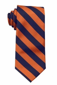 Corbata naranja y azul marino a rayas colegiadas para hombre escuelas de negocios - Imagen 1 de 1