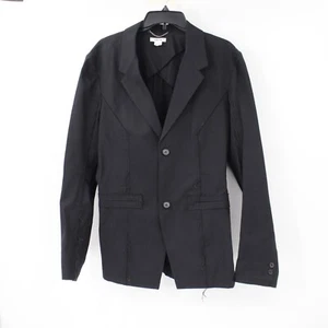 Helmut lang sport coat men 42 black thick cotton frayed hem notch lapel designer - Picture 1 of 16