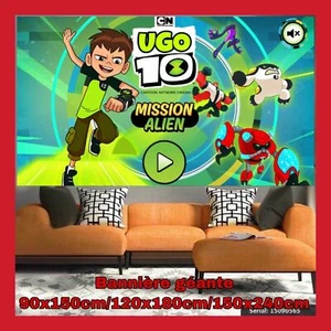 TOILE BANNIÈRE POSTER PHOTO PRÉNOM PERSONNALISE FIGURINE BEN 10 TEN MONTRE JEU - Imagen 1 de 2