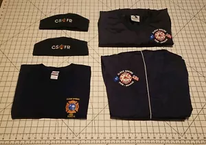 5pc Top Bottom Firefighter Mens L Windbreaker Top Bottom Shirt Hat Lot - Picture 1 of 20