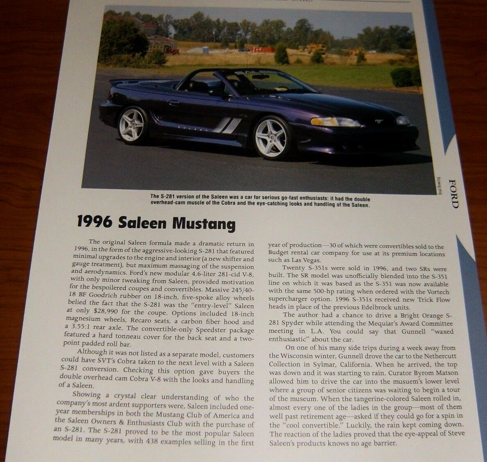 1996 Saleen Mustang Convertible Specs Info Photo 94 95 96 97 98 4.6 Ford - Image 1 of 1