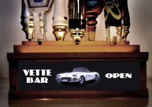 (REMOTE CONTROL) VETTE BAR LIGHTED BAR SIGN W/ 7 beer tap handle DISPLAY - Picture 1 of 1