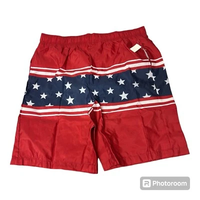 Men’s XL American Flag Swim Trunks patriotic July 4th red white blue - Image 1 of 3