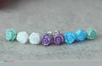 Aretes flor ópalo rosa color a elección plata dama de honor joyería nupcial Foto 1 de 4