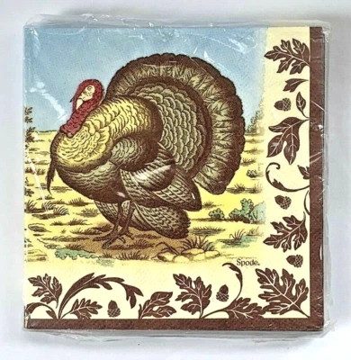 Spode Woodland Turkey Napkins BEVERAGE COCKTAIL 3 Ply Paper 20 Ct Thanksgiving